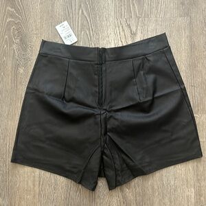 High Waist Coated Faux Leather Shorts